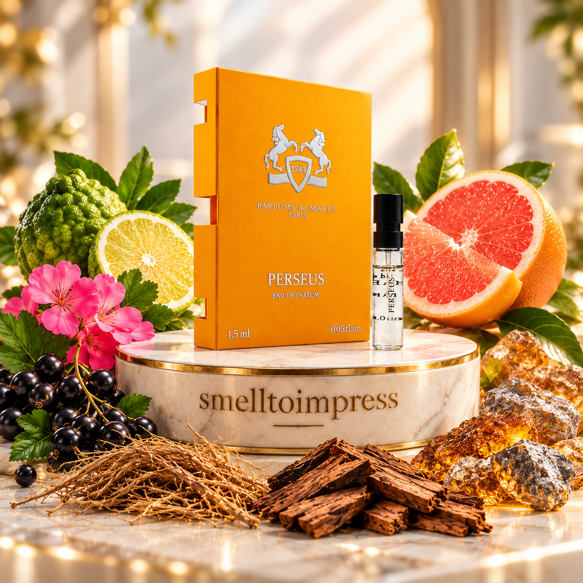 immagine di un campioncino ufficiale di profumo Parfums de Marly Perseus 1,5 ml di Smelltoimpress