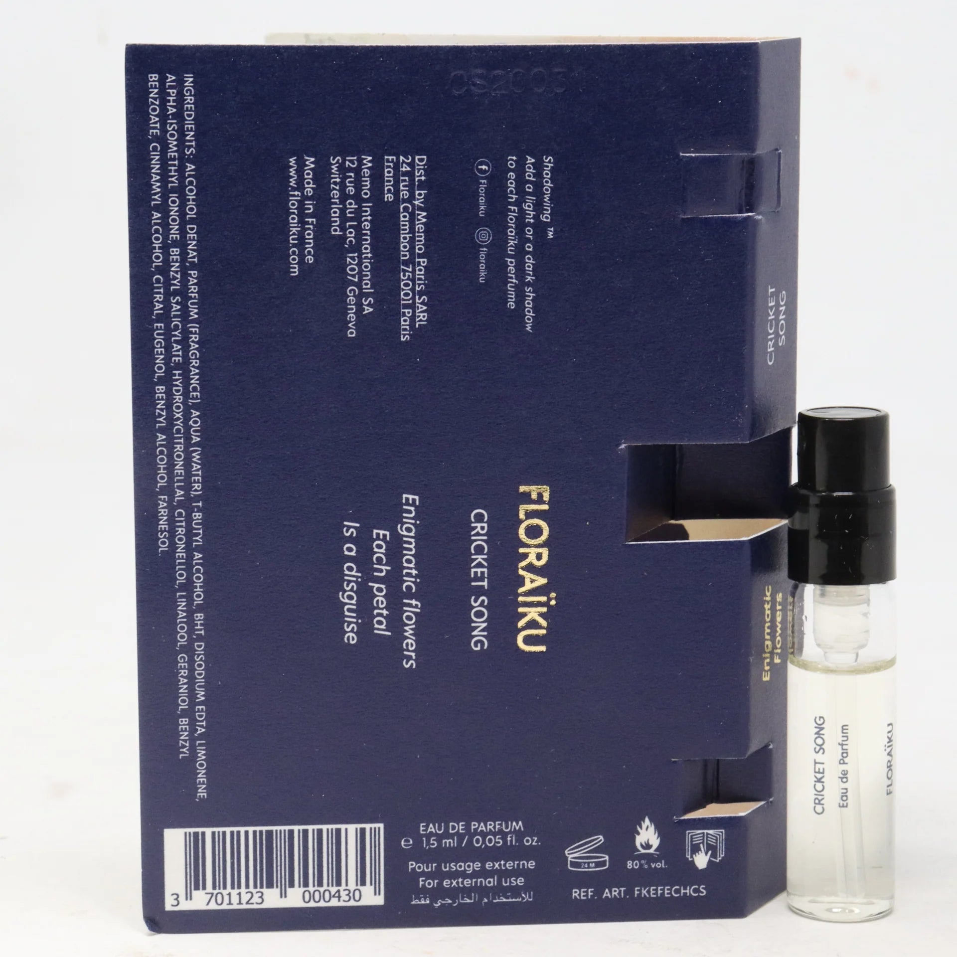 campioni ufficiali di profumo of Floraiku Cricket Song fragrances 1,5 ml 0,05 fl. oz.