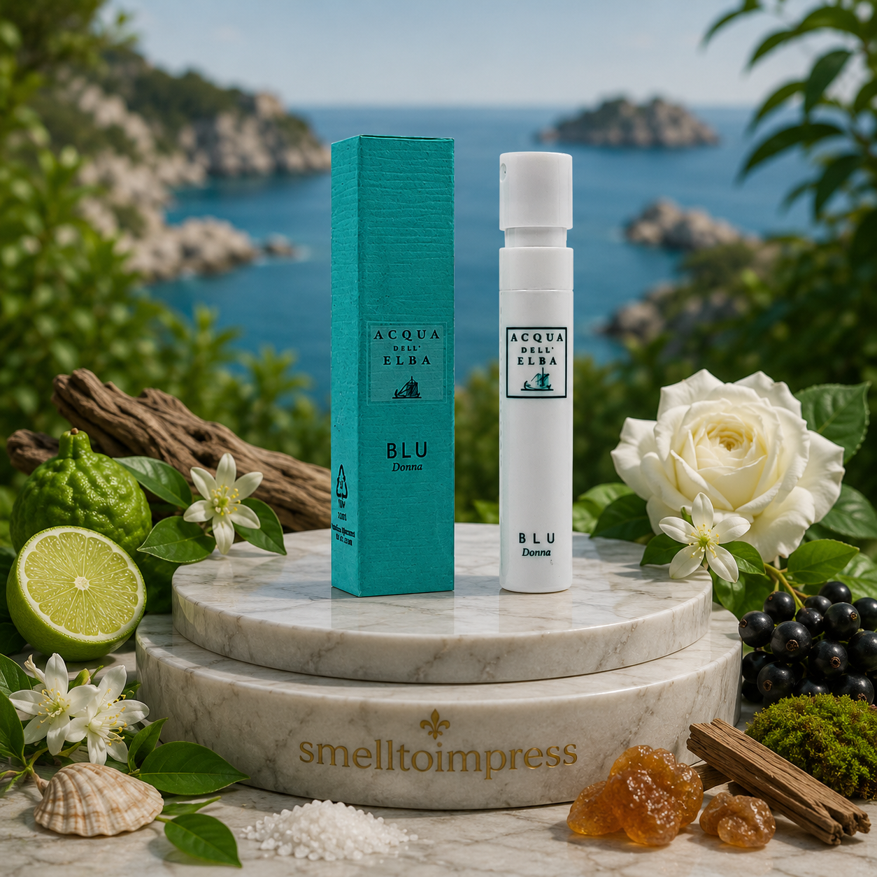 immagine di campioncino ufficiale di profumo Acqua dell' Elba Blue Donna 1,2 ml 0,04 fl. oz