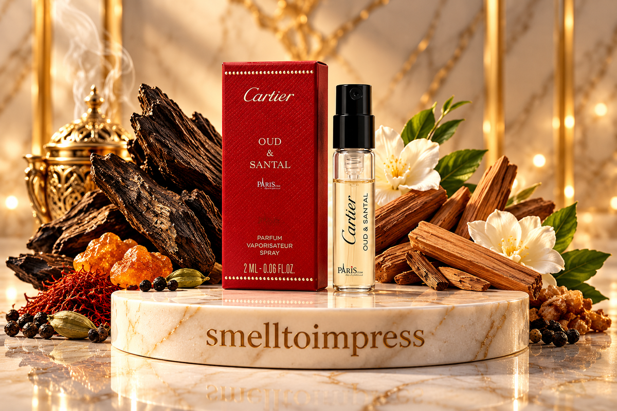 immagine di campioncino ufficiale di profumo Cartier Les Heures Voyageuses Oud and Santal 1,5 ml 0,05 fl. oz.