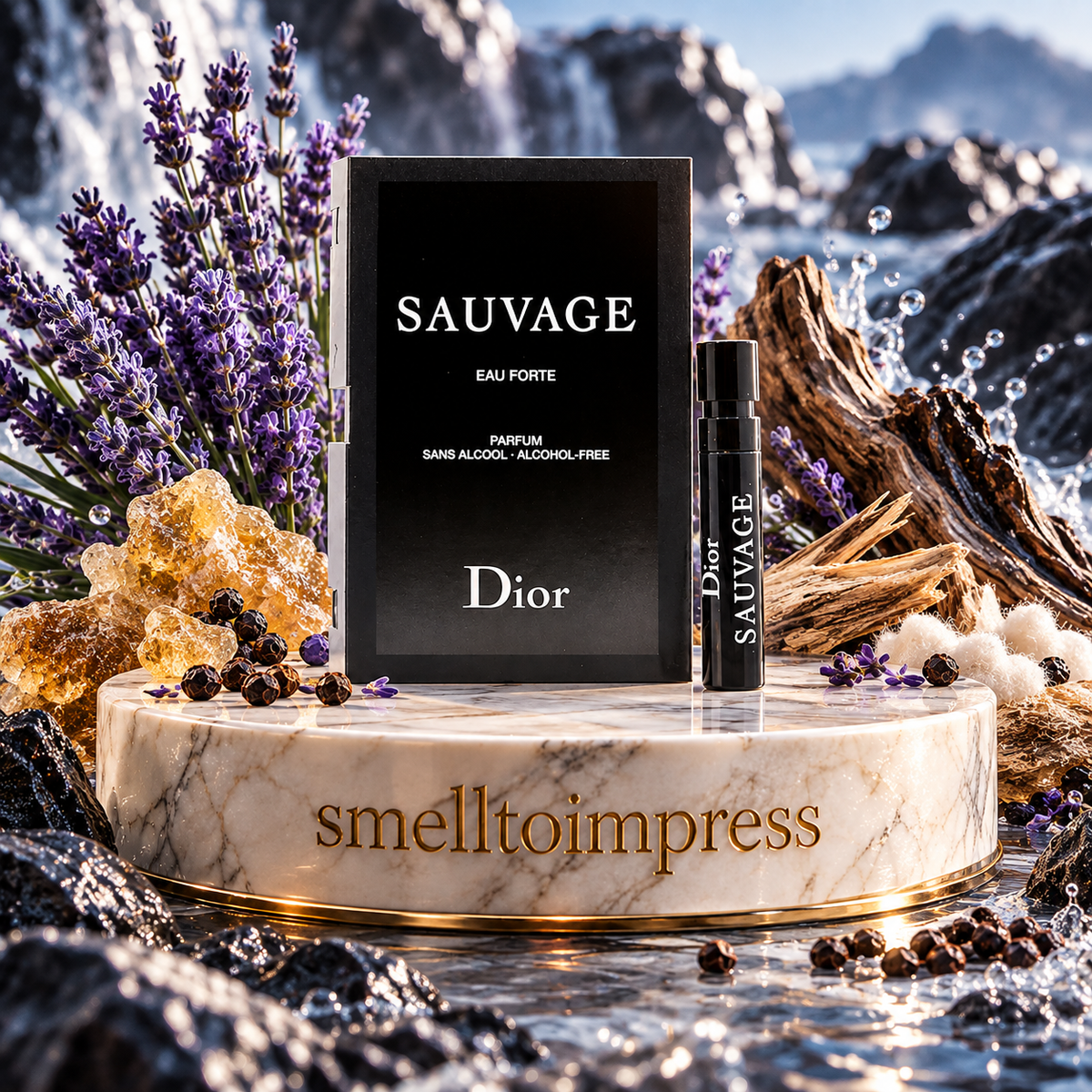 immagine di campioncino ufficiale di profumo Christian Dior Sauvage Eau Forte EDP 1 ml da Smelltoimpress