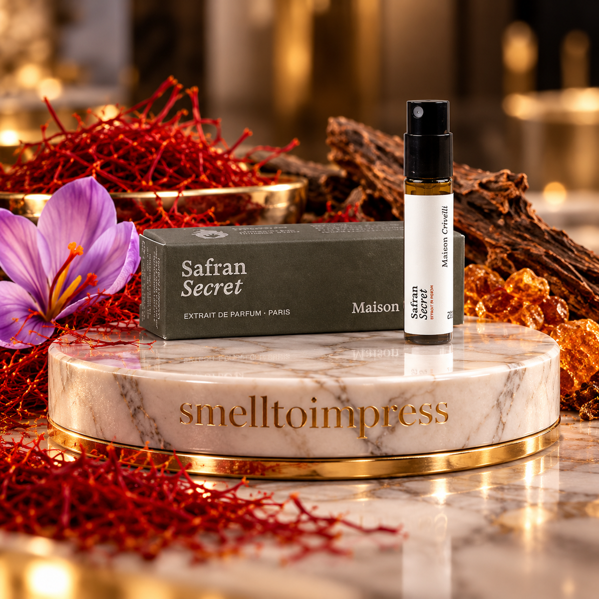immagine di campioncino ufficiale di profumo Maison Crivelli Safran Secret 1,5 ml